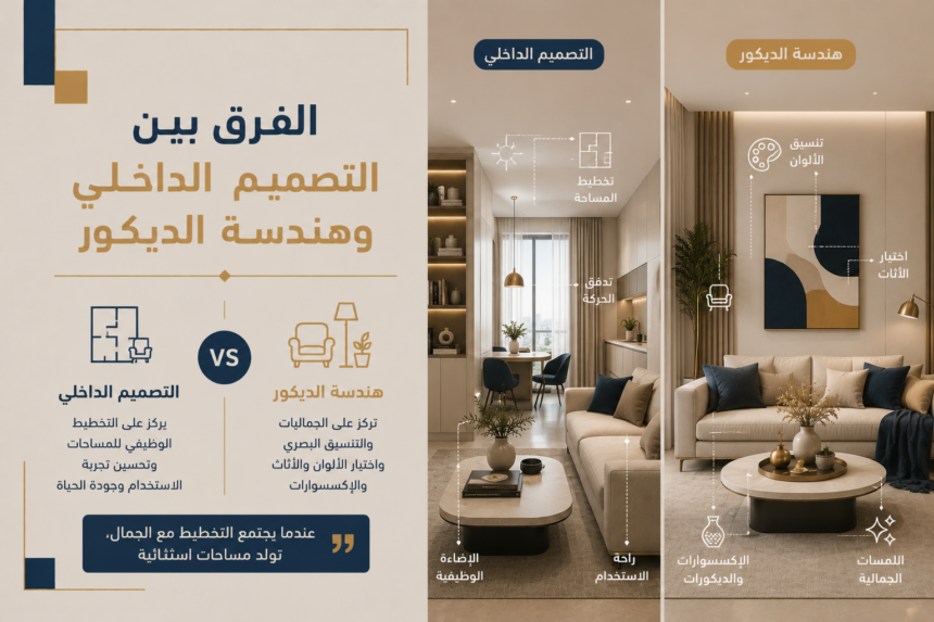 الفرق بين التصميم الداخلي وهندسة الديكور