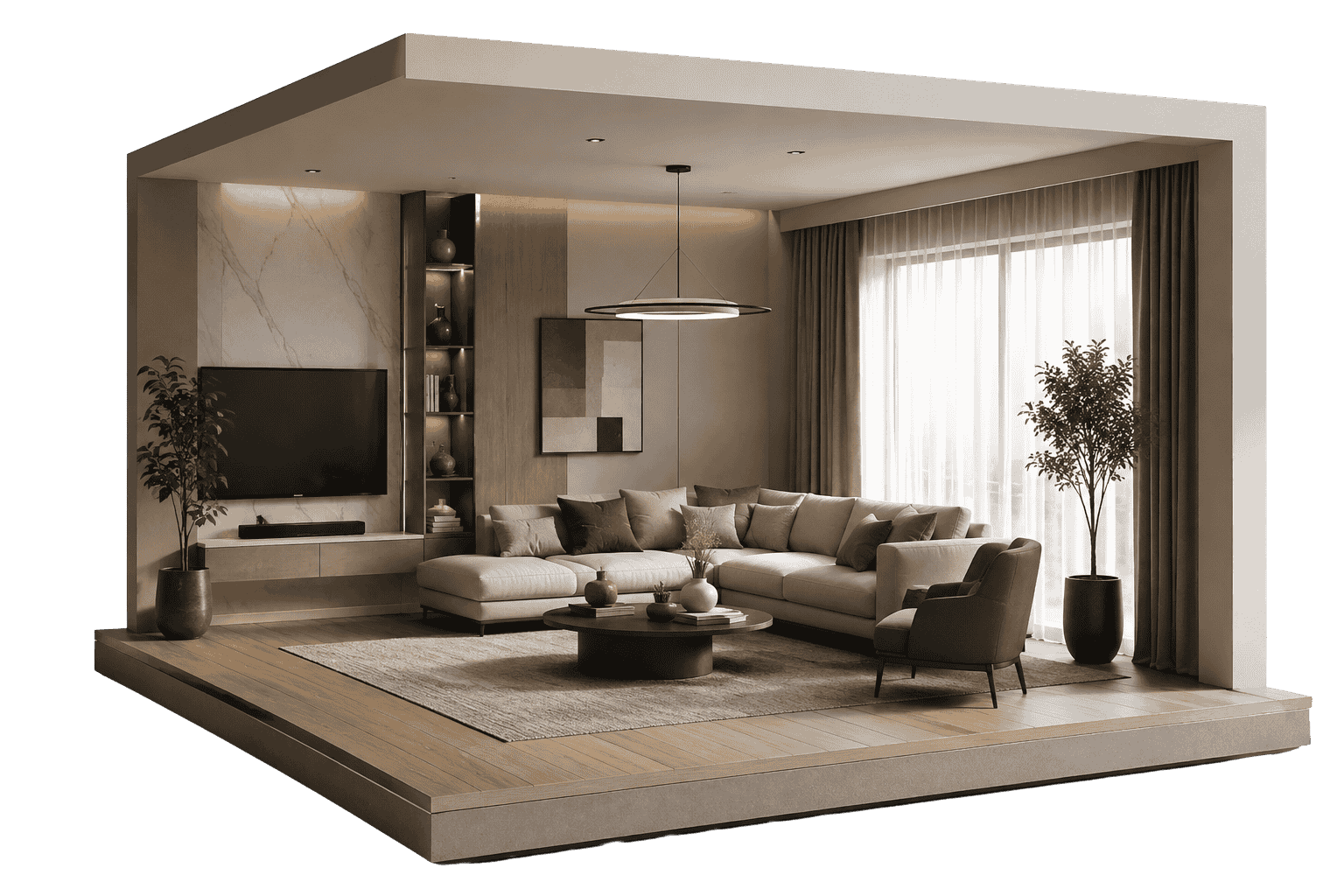تصميم داخلي مع تأثيث أنجزته شركة تيلا