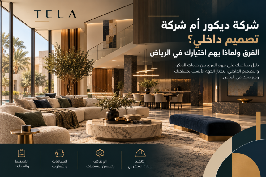 شركة ديكور أم شركة تصميم داخلي في الرياض؟ الفرق بين خدمات الديكور والتصميم الداخلي وأهمية اختيار الشركة المناسبة لمشروعك.