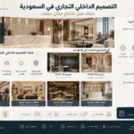 إنفوجرافيك شامل حول التصميم الداخلي التجاري في السعودية من شركة تيلا يوضح أهميته وأنواعه ومراحل التنفيذ.