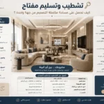 انفوجرافيك متكامل من شركة تيلا المعمارية يوضح مراحل ومزايا خدمة تشطيب وتسليم مفتاح للمشاريع السكنية.