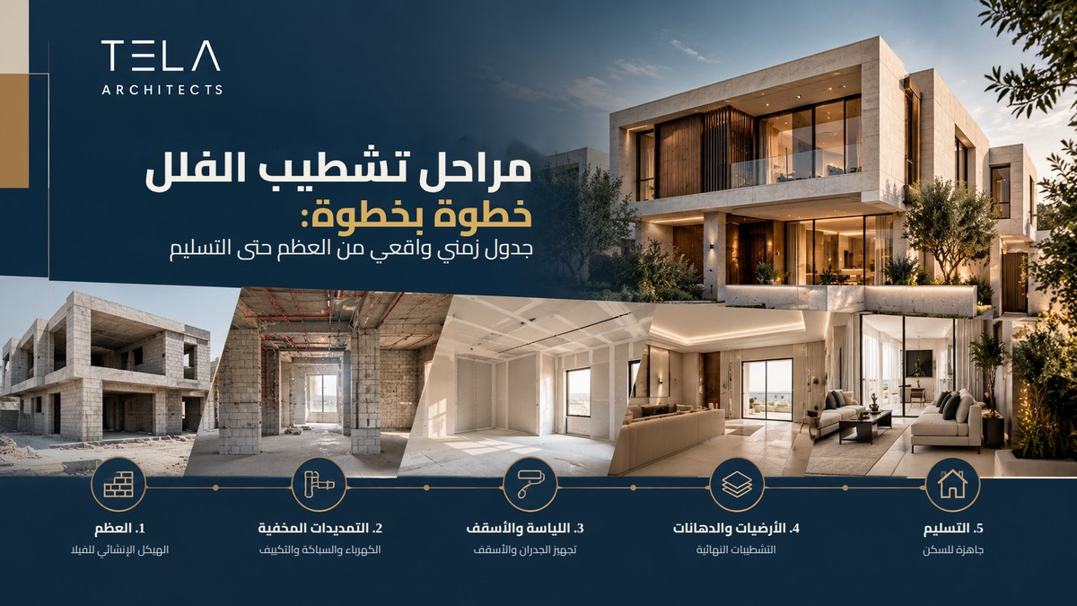 مراحل تشطيب الفلل خطوة بخطوة من العظم حتى التسليم في الرياض